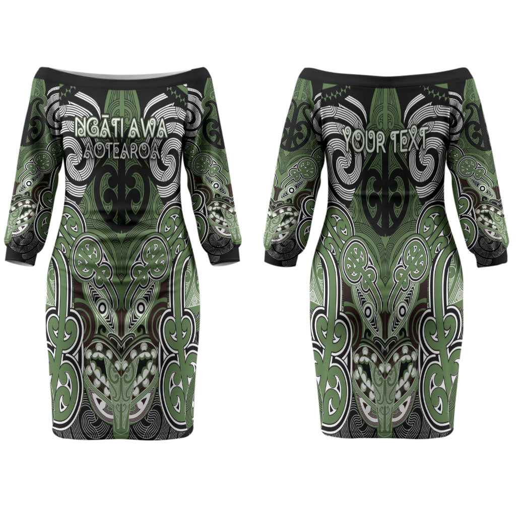 Aotearoa Iwi Ngati Awa Personalised Family Matching Off The Shoulder Long Sleeve Dress and Hawaiian Shirt Maori Kowhaiwhai Pattern
