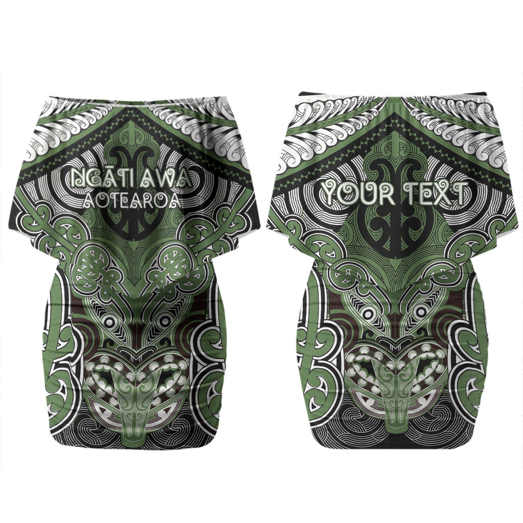 Aotearoa Iwi Ngati Awa Personalised Family Matching Off Shoulder Short Dress and Hawaiian Shirt Maori Kowhaiwhai Pattern