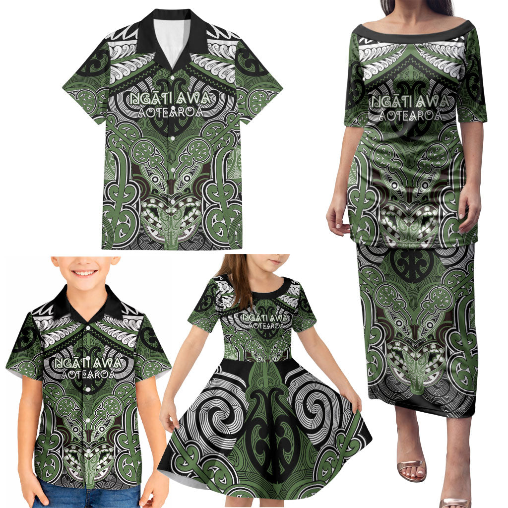 Aotearoa Iwi Ngati Awa Personalised Family Matching Puletasi and Hawaiian Shirt Maori Kowhaiwhai Pattern