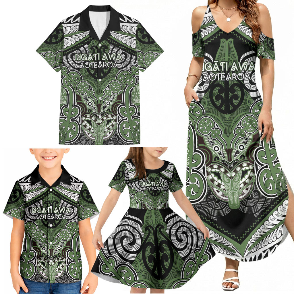 Aotearoa Iwi Ngati Awa Personalised Family Matching Summer Maxi Dress and Hawaiian Shirt Maori Kowhaiwhai Pattern LT19 - Polynesian Pride