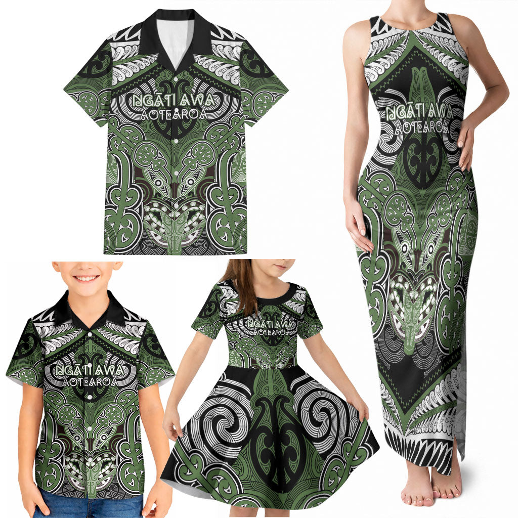 Aotearoa Iwi Ngati Awa Personalised Family Matching Tank Maxi Dress and Hawaiian Shirt Maori Kowhaiwhai Pattern LT19 - Polynesian Pride
