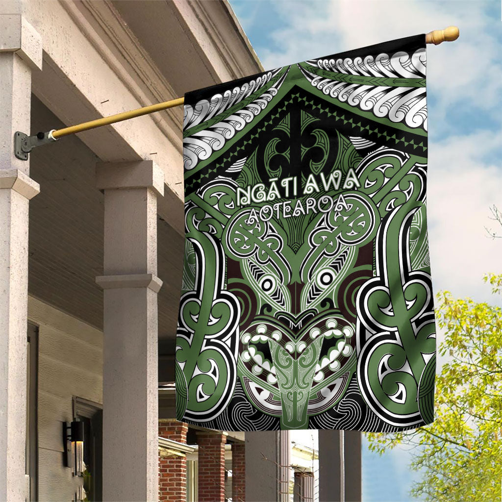 Aotearoa Iwi Ngati Awa Garden Flag Maori Kowhaiwhai Pattern LT19 House Flag Green - Polynesian Pride