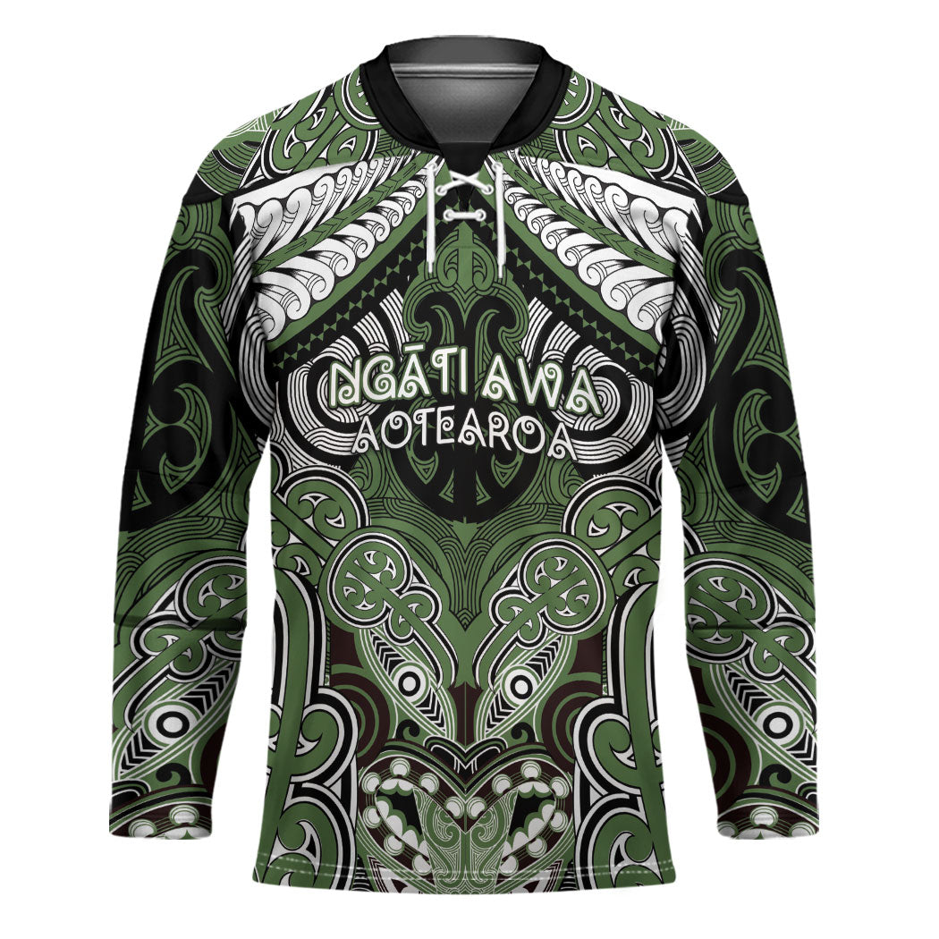 Aotearoa Iwi Ngati Awa Personalised Hockey Jersey Maori Kowhaiwhai Pattern LT19 Unisex Green - Polynesian Pride