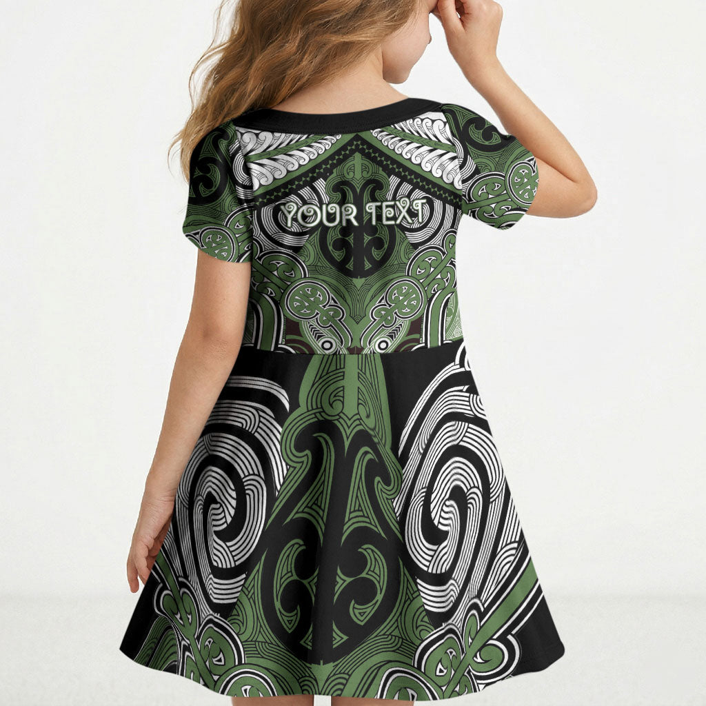 Aotearoa Iwi Ngati Awa Personalised Kid Short Sleeve Dress Maori Kowhaiwhai Pattern