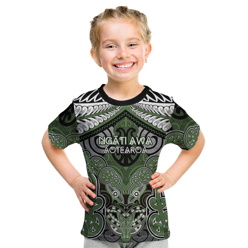 Aotearoa Iwi Ngati Awa Personalised Kid T Shirt Maori Kowhaiwhai Pattern