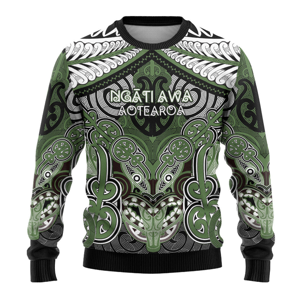 Aotearoa Iwi Ngati Awa Personalised Ugly Christmas Sweater Maori Kowhaiwhai Pattern