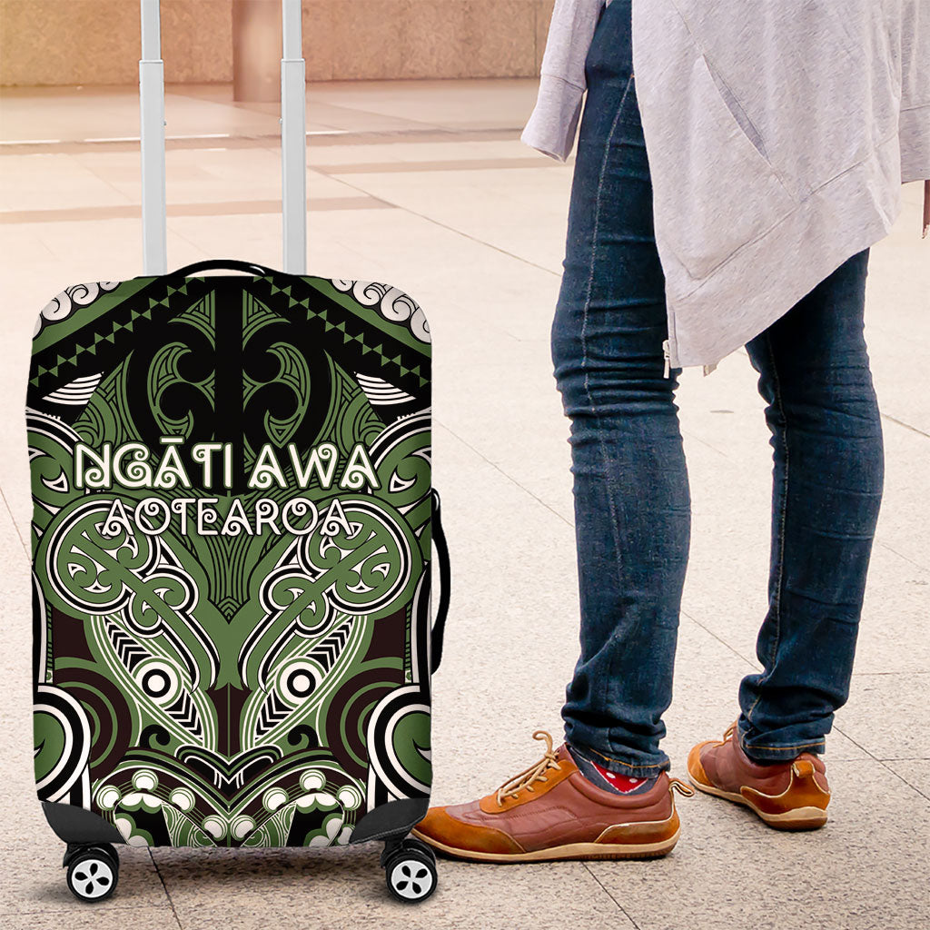 Aotearoa Iwi Ngati Awa Luggage Cover Maori Kowhaiwhai Pattern LT19 Green - Polynesian Pride