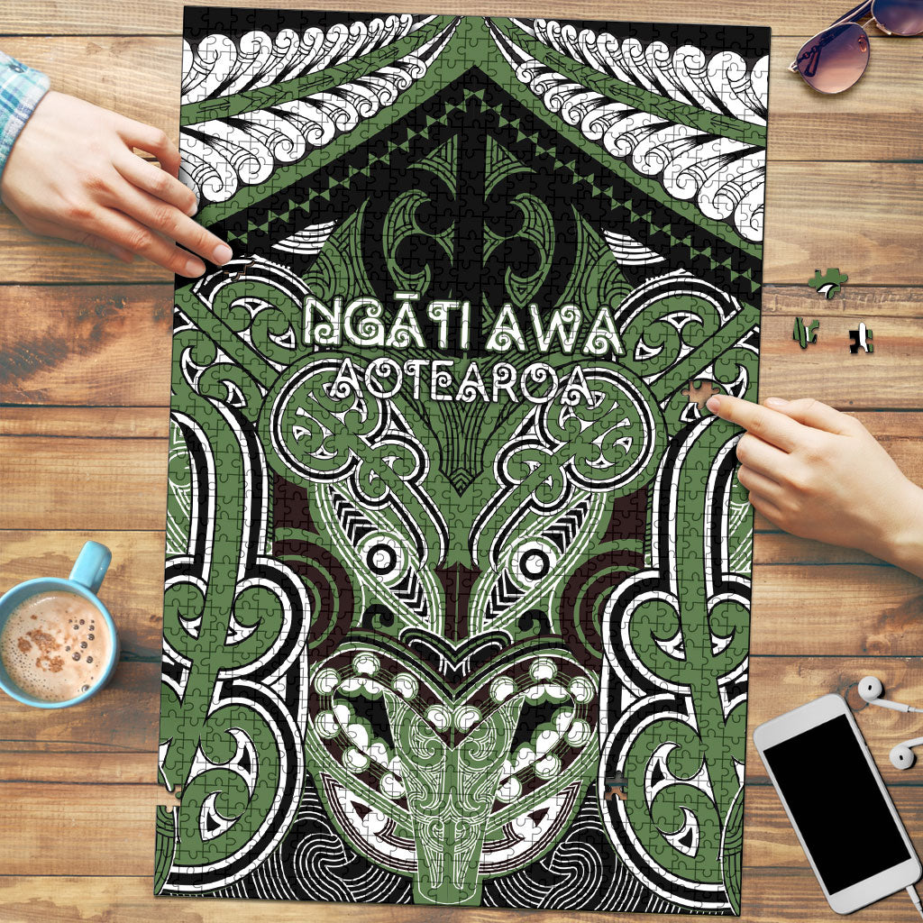 Aotearoa Iwi Ngati Awa Puzzle Maori Kowhaiwhai Pattern LT19 Green - Polynesian Pride