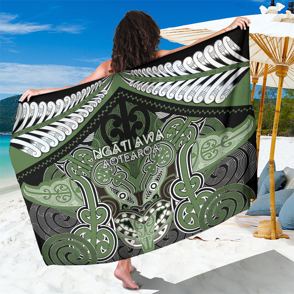 Aotearoa Iwi Ngati Awa Sarong Maori Kowhaiwhai Pattern LT19 One Size 44 x 66 inches Green - Polynesian Pride