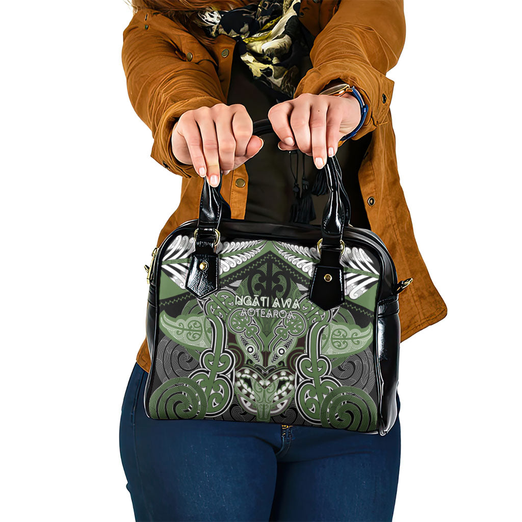 Aotearoa Iwi Ngati Awa Shoulder Handbag Maori Kowhaiwhai Pattern LT19 One Size Green - Polynesian Pride