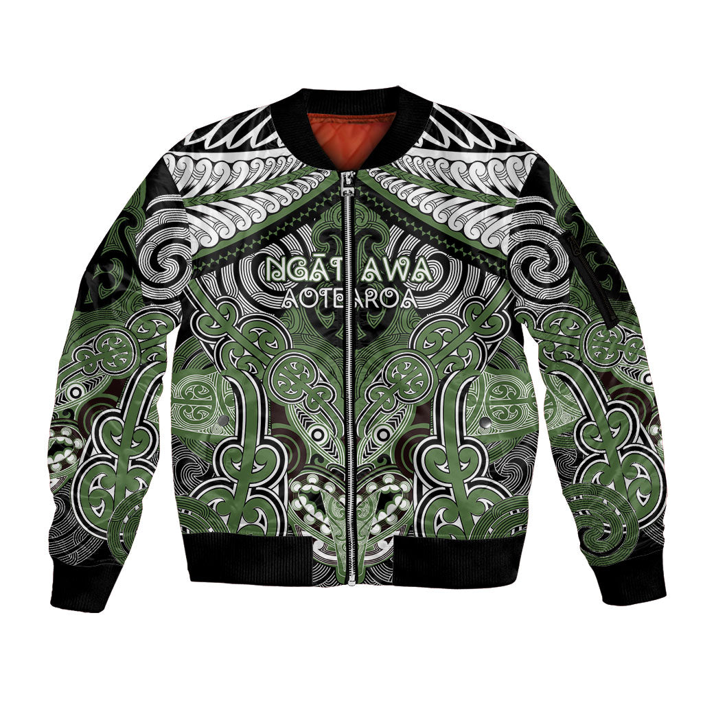 Aotearoa Iwi Ngati Awa Personalised Sleeve Zip Bomber Jacket Maori Kowhaiwhai Pattern