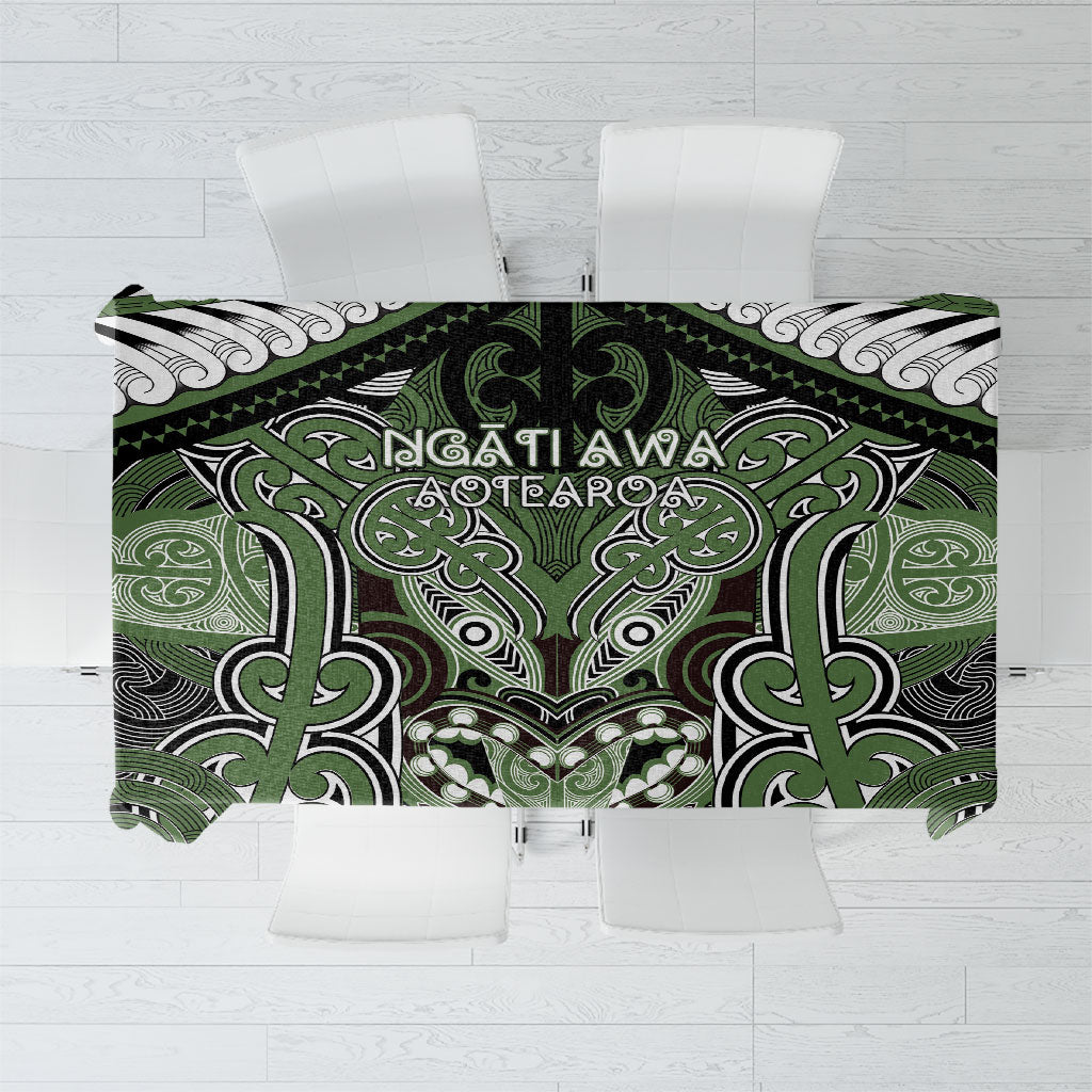 Aotearoa Iwi Ngati Awa Tablecloth Maori Kowhaiwhai Pattern LT19 Green - Polynesian Pride