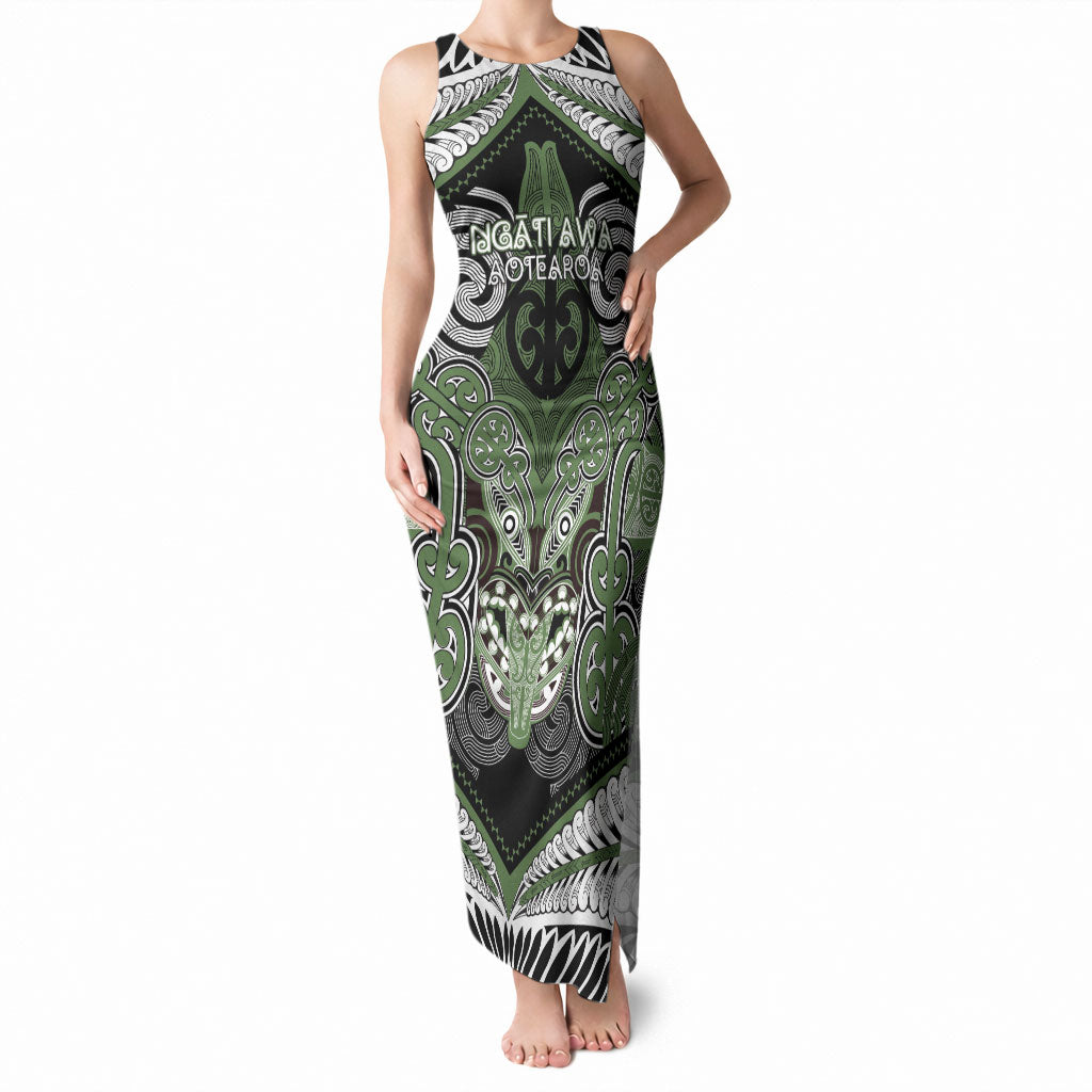 Aotearoa Iwi Ngati Awa Personalised Tank Maxi Dress Maori Kowhaiwhai Pattern LT19 Women Green - Polynesian Pride