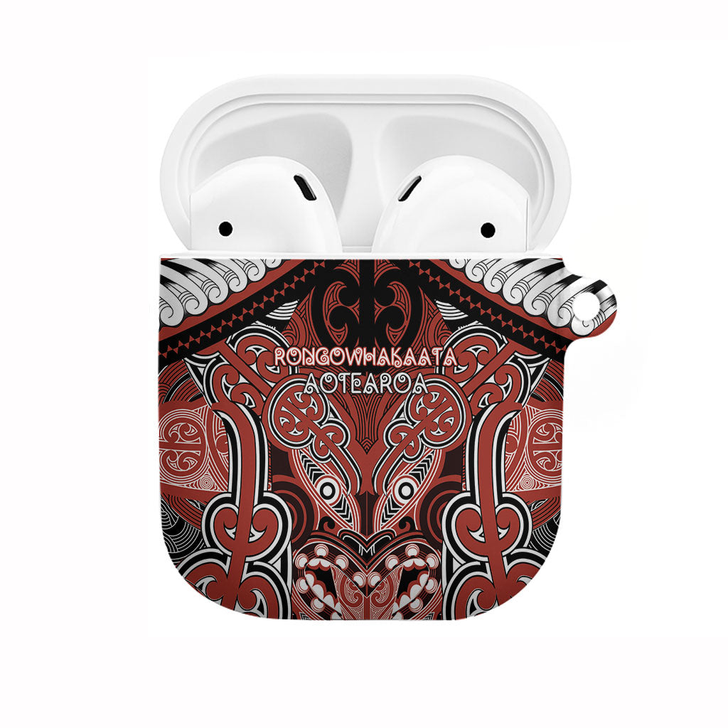 Aotearoa Iwi Rongowhakaata AirPods Case Maori Kowhaiwhai Pattern LT19 Red - Polynesian Pride
