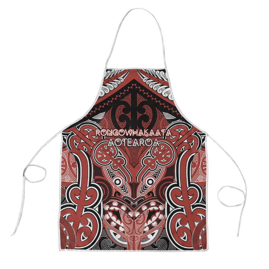 Aotearoa Iwi Rongowhakaata Apron Maori Kowhaiwhai Pattern LT19 Red - Polynesian Pride