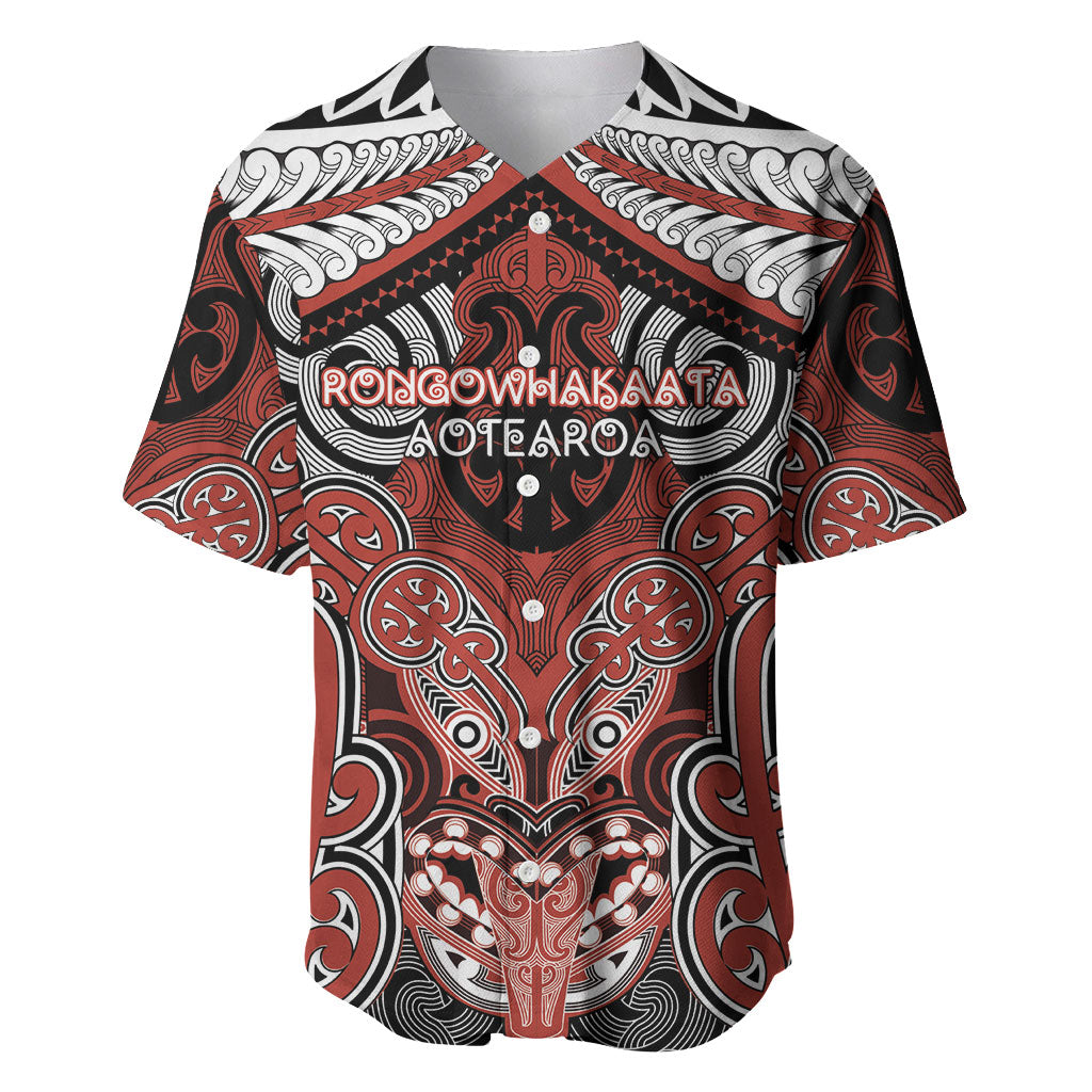 Aotearoa Iwi Rongowhakaata Personalised Baseball Jersey Maori Kowhaiwhai Pattern LT19 Red - Polynesian Pride