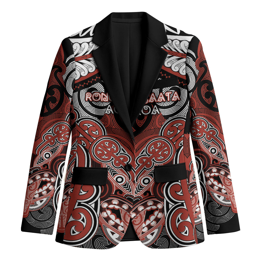 Aotearoa Iwi Rongowhakaata Personalised Blazer Maori Kowhaiwhai Pattern LT19 Unisex Red - Polynesian Pride