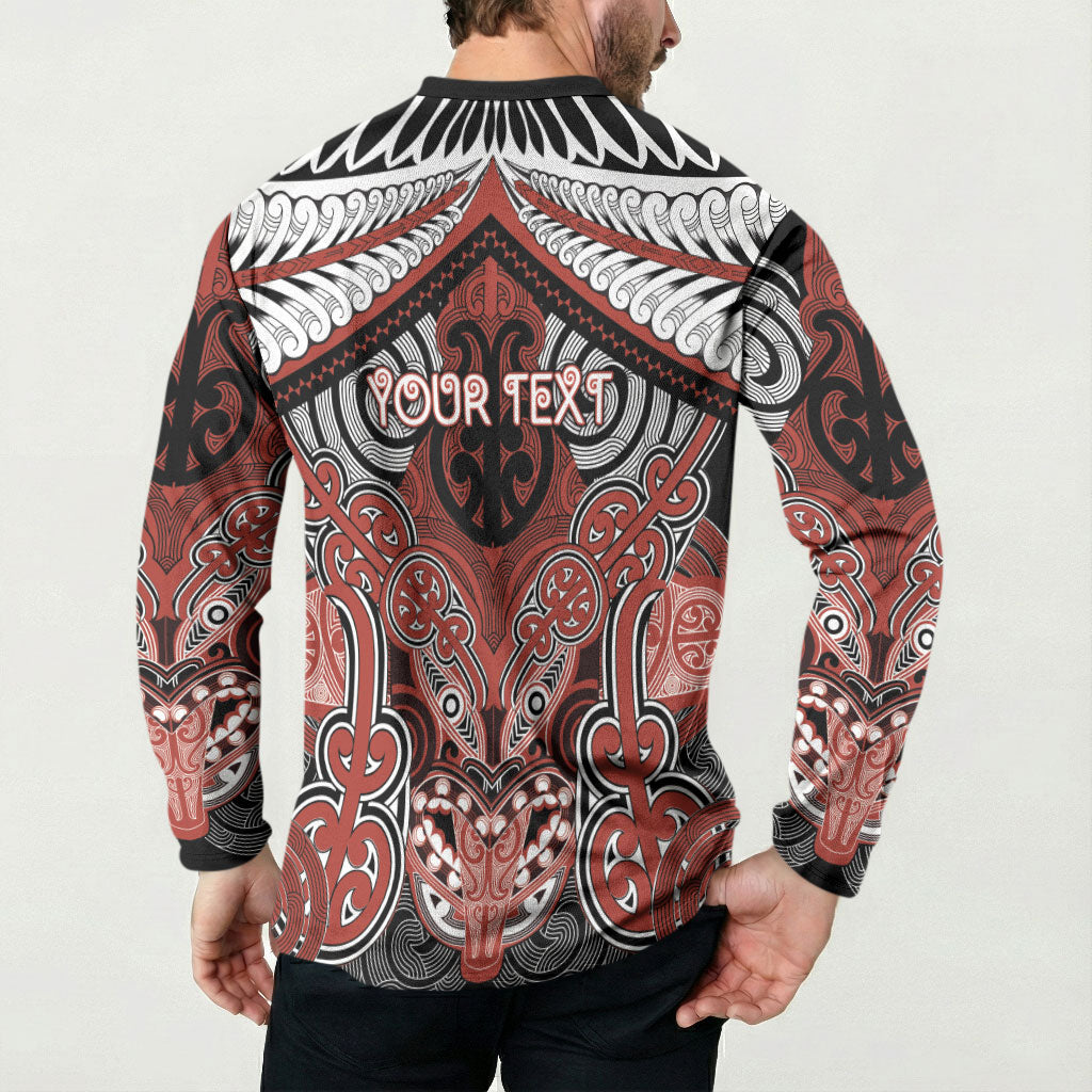 Aotearoa Iwi Rongowhakaata Personalised Button Sweatshirt Maori Kowhaiwhai Pattern