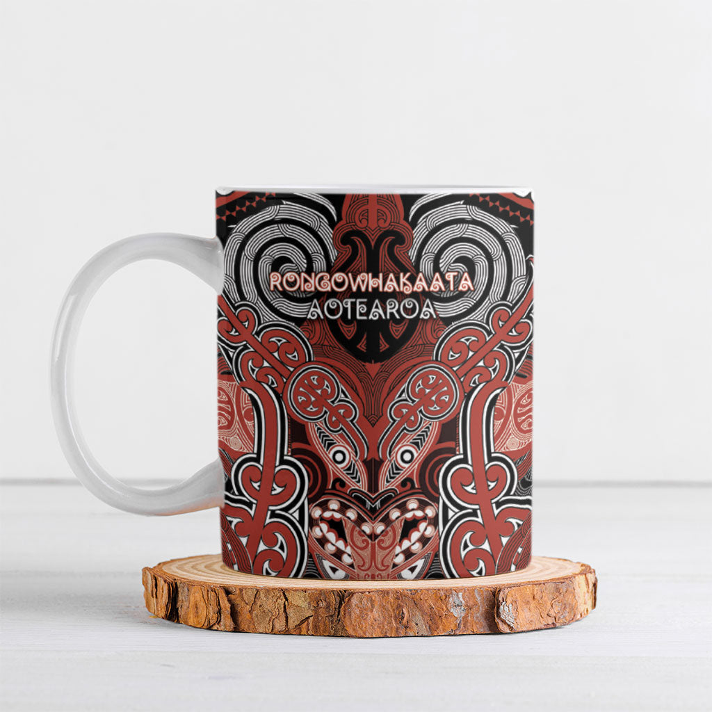 Aotearoa Iwi Rongowhakaata Personalised Ceramic Mug Maori Kowhaiwhai Pattern