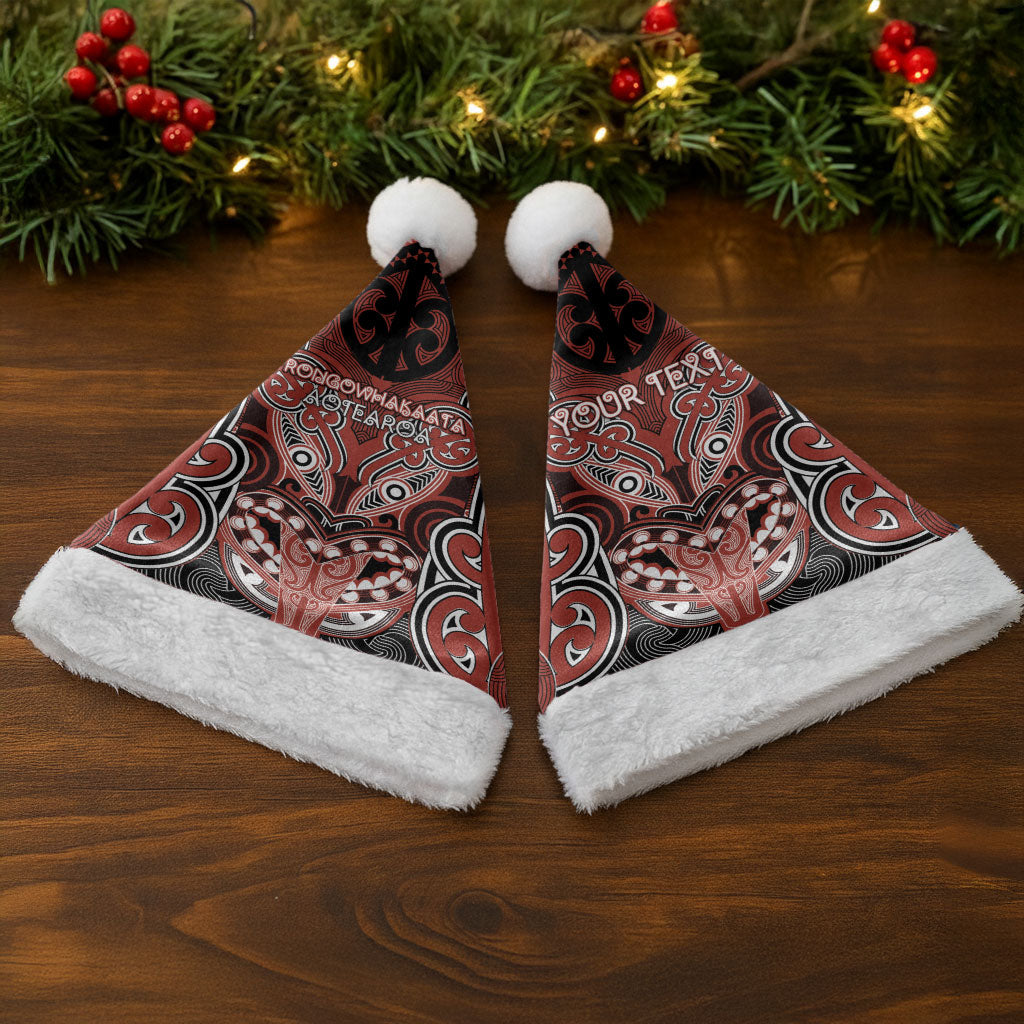 Aotearoa Iwi Rongowhakaata Personalised Christmas Santa Hat Maori Kowhaiwhai Pattern