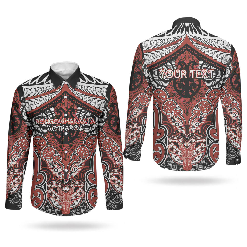 Aotearoa Iwi Rongowhakaata Personalised Couples Matching Short Sleeve Bodycon Dress and Long Sleeve Button Shirt Maori Kowhaiwhai Pattern