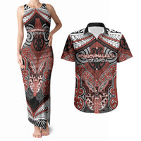 Aotearoa Iwi Rongowhakaata Personalised Couples Matching Tank Maxi Dress and Hawaiian Shirt Maori Kowhaiwhai Pattern