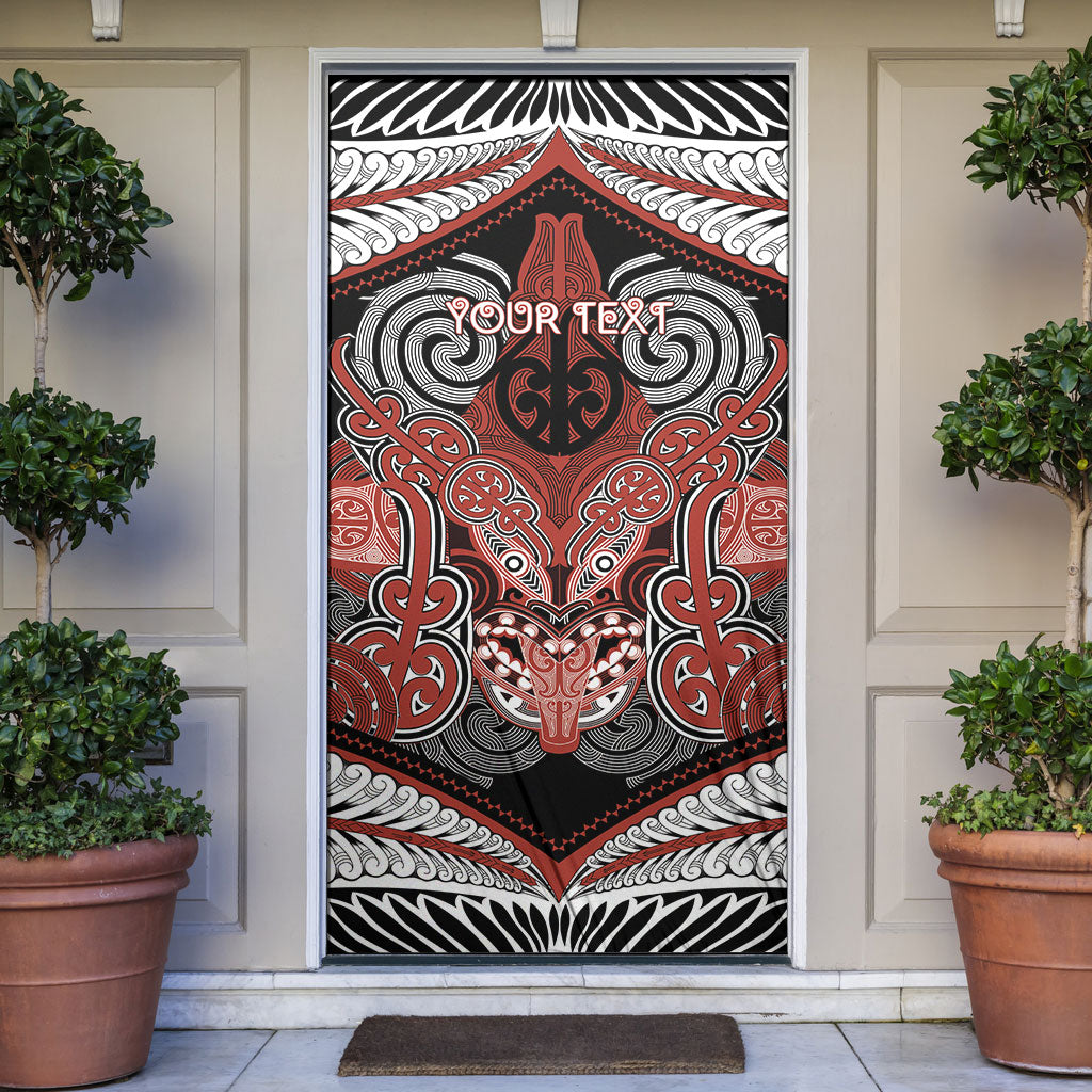 Aotearoa Iwi Rongowhakaata Personalised Door Cover Maori Kowhaiwhai Pattern LT19 Red - Polynesian Pride