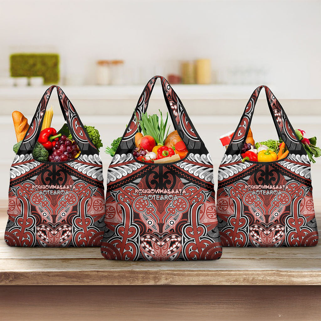 Aotearoa Iwi Rongowhakaata Grocery Bag Maori Kowhaiwhai Pattern
