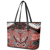 Aotearoa Iwi Rongowhakaata Leather Tote Bag Maori Kowhaiwhai Pattern