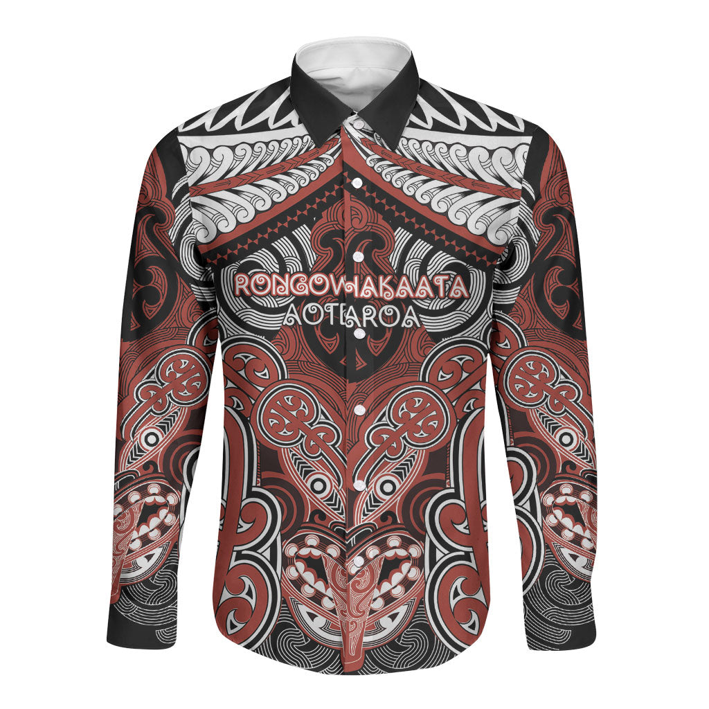 Aotearoa Iwi Rongowhakaata Personalised Long Sleeve Button Shirt Maori Kowhaiwhai Pattern