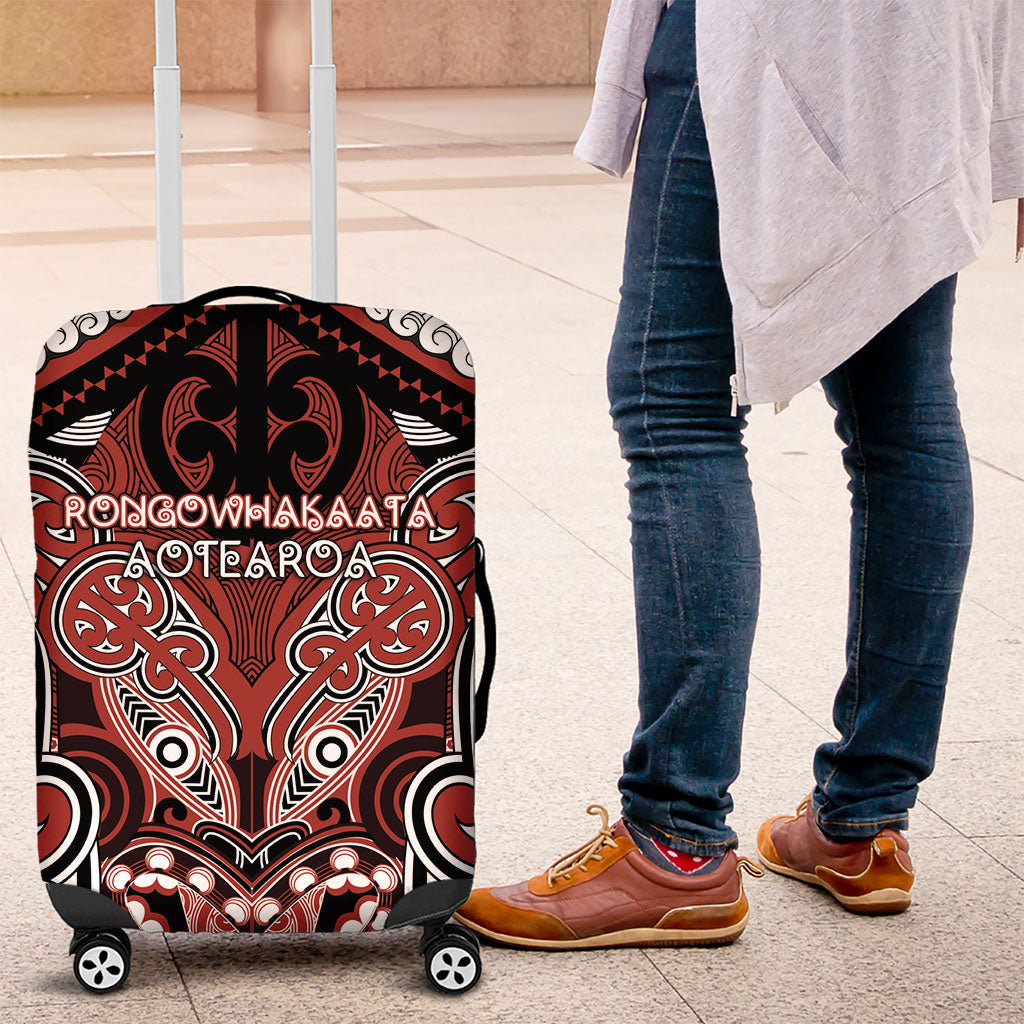 Aotearoa Iwi Rongowhakaata Luggage Cover Maori Kowhaiwhai Pattern LT19 Red - Polynesian Pride