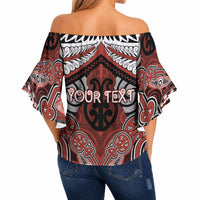 Aotearoa Iwi Rongowhakaata Personalised Off Shoulder Wrap Waist Top Maori Kowhaiwhai Pattern
