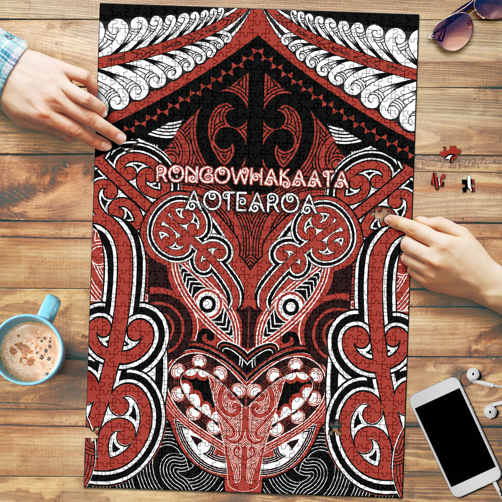 Aotearoa Iwi Rongowhakaata Puzzle Maori Kowhaiwhai Pattern LT19 Red - Polynesian Pride