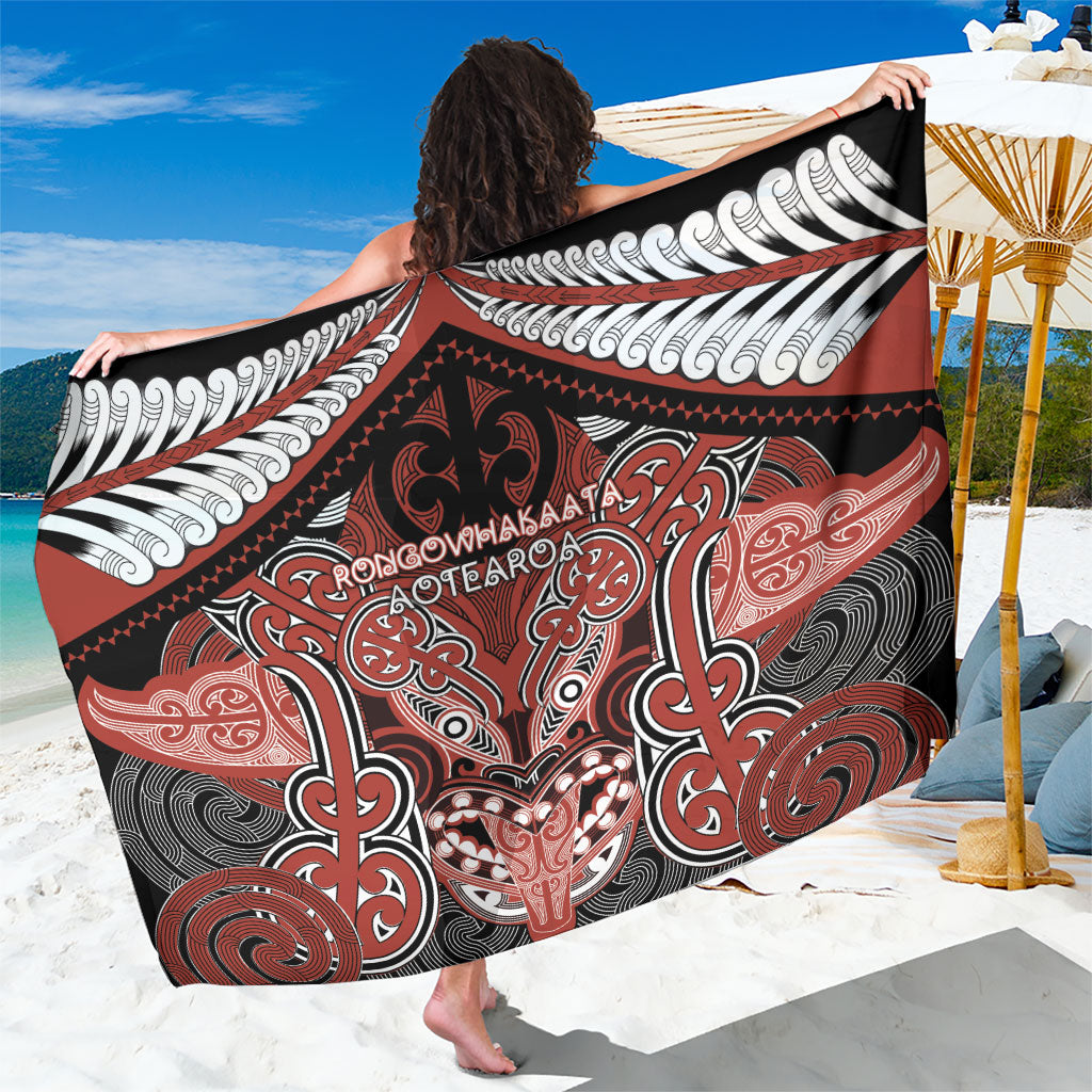 Aotearoa Iwi Rongowhakaata Sarong Maori Kowhaiwhai Pattern LT19 One Size 44 x 66 inches Red - Polynesian Pride