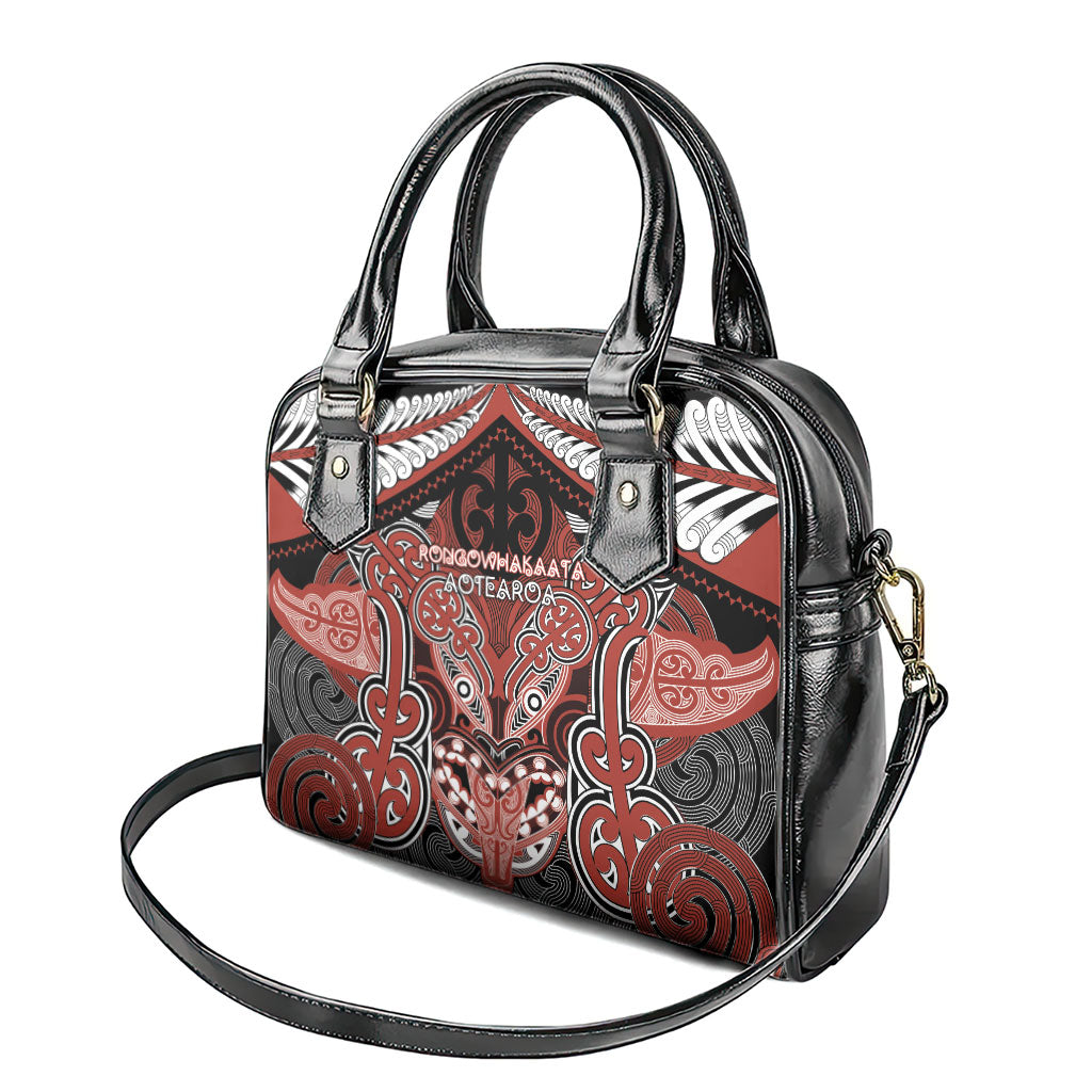 Aotearoa Iwi Rongowhakaata Shoulder Handbag Maori Kowhaiwhai Pattern