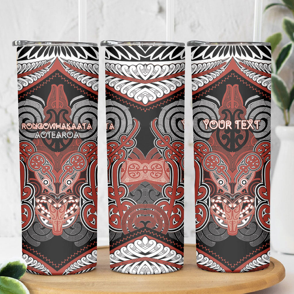Aotearoa Iwi Rongowhakaata Personalised Skinny Tumbler Maori Kowhaiwhai Pattern