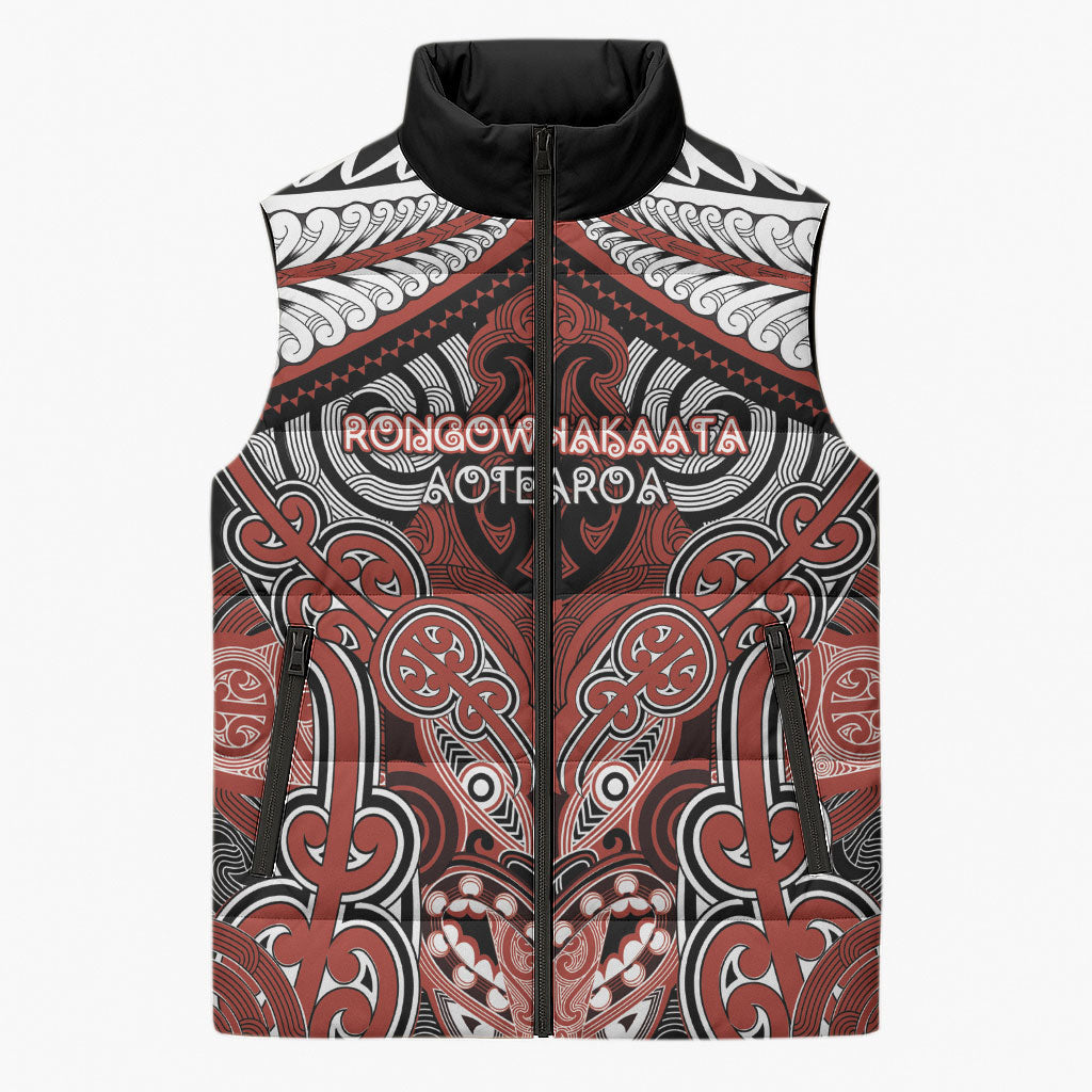 Aotearoa Iwi Rongowhakaata Personalised Sleeveless Puffer Jacket Maori Kowhaiwhai Pattern