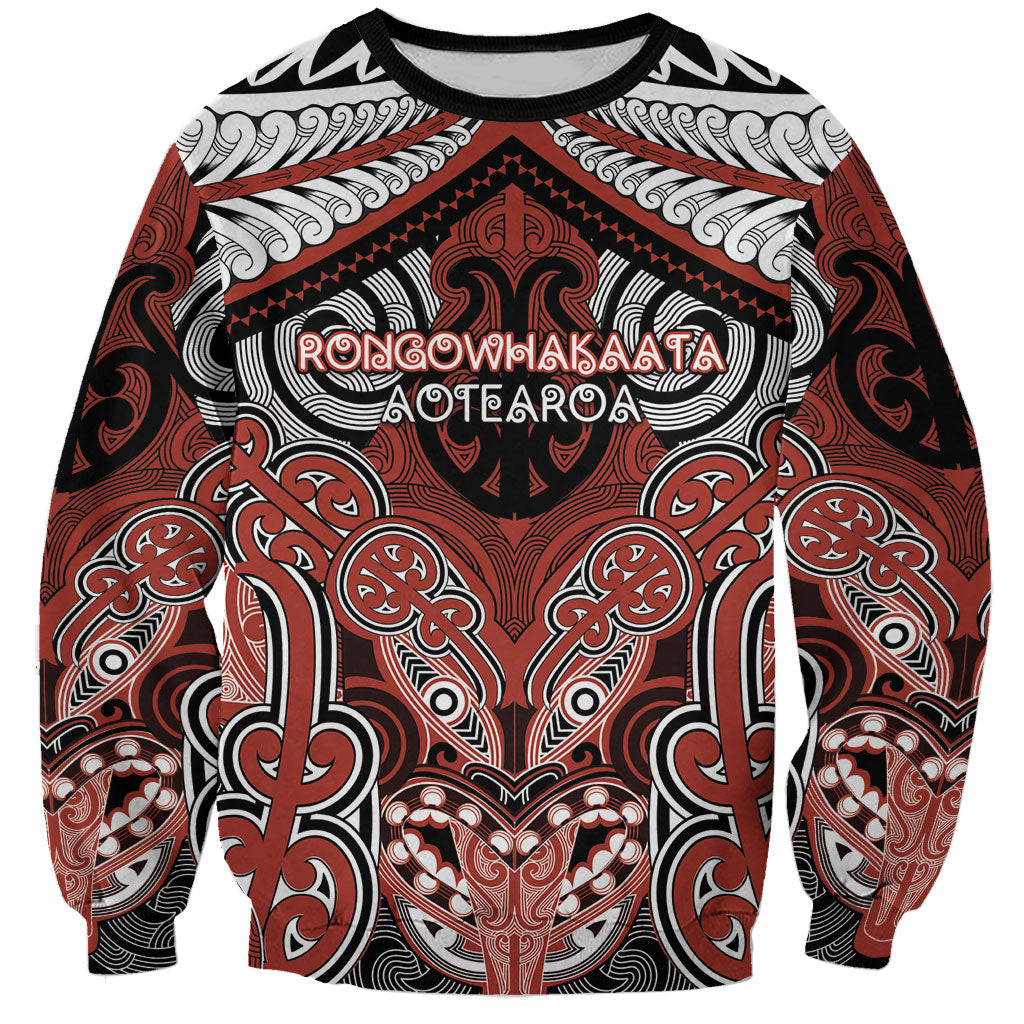 Aotearoa Iwi Rongowhakaata Personalised Sweatshirt Maori Kowhaiwhai Pattern LT19 Unisex Red - Polynesian Pride