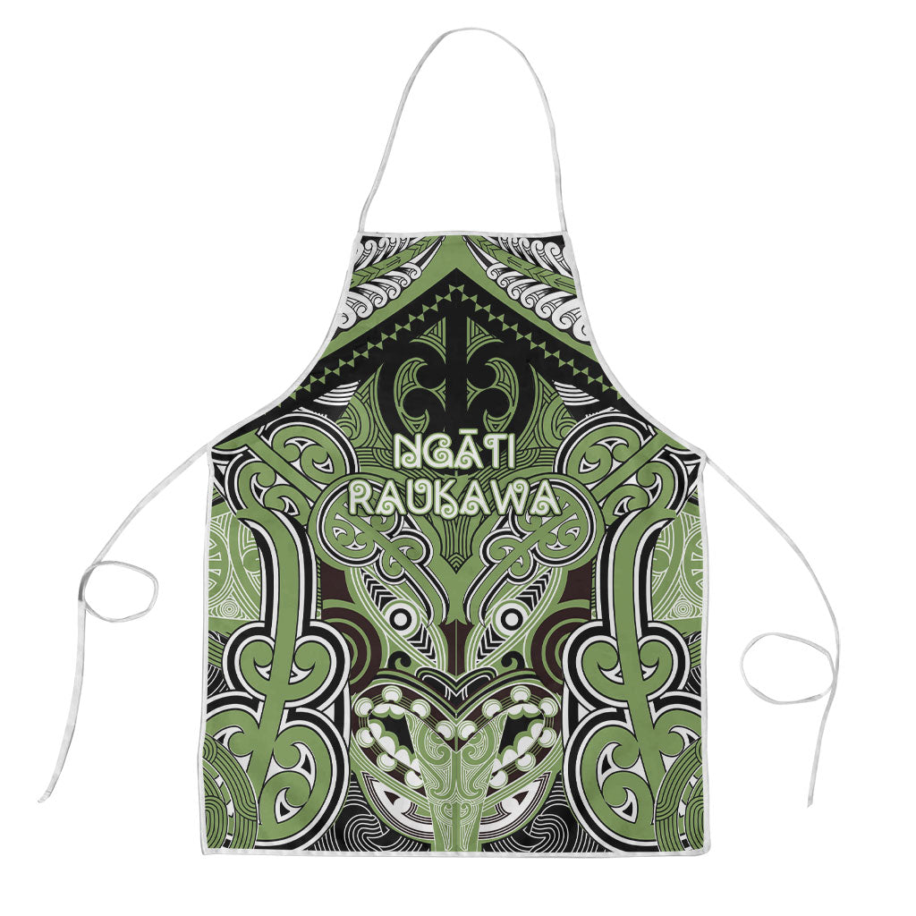 Aotearoa Iwi Ngati Raukawa Apron Maori Kowhaiwhai Pattern LT19 Green - Polynesian Pride