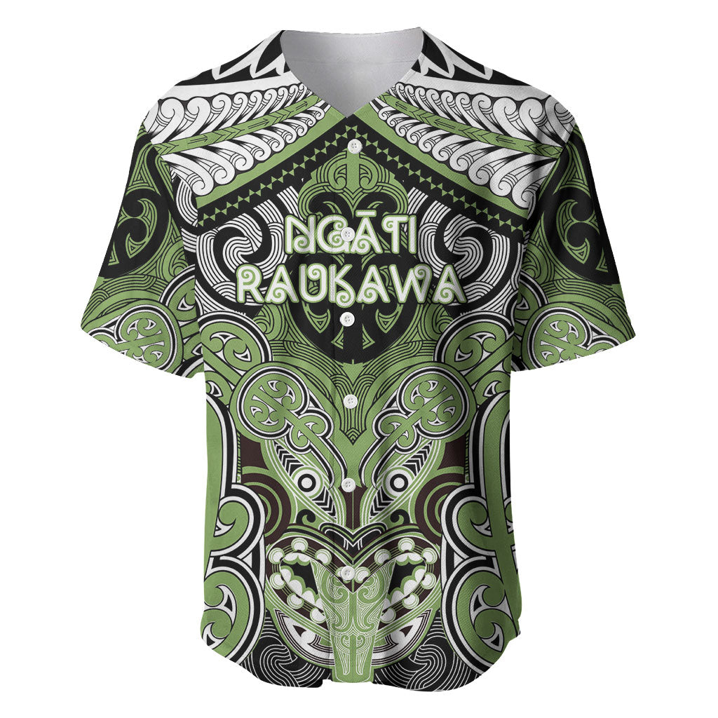 Aotearoa Iwi Ngati Raukawa Personalised Baseball Jersey Maori Kowhaiwhai Pattern LT19 Green - Polynesian Pride