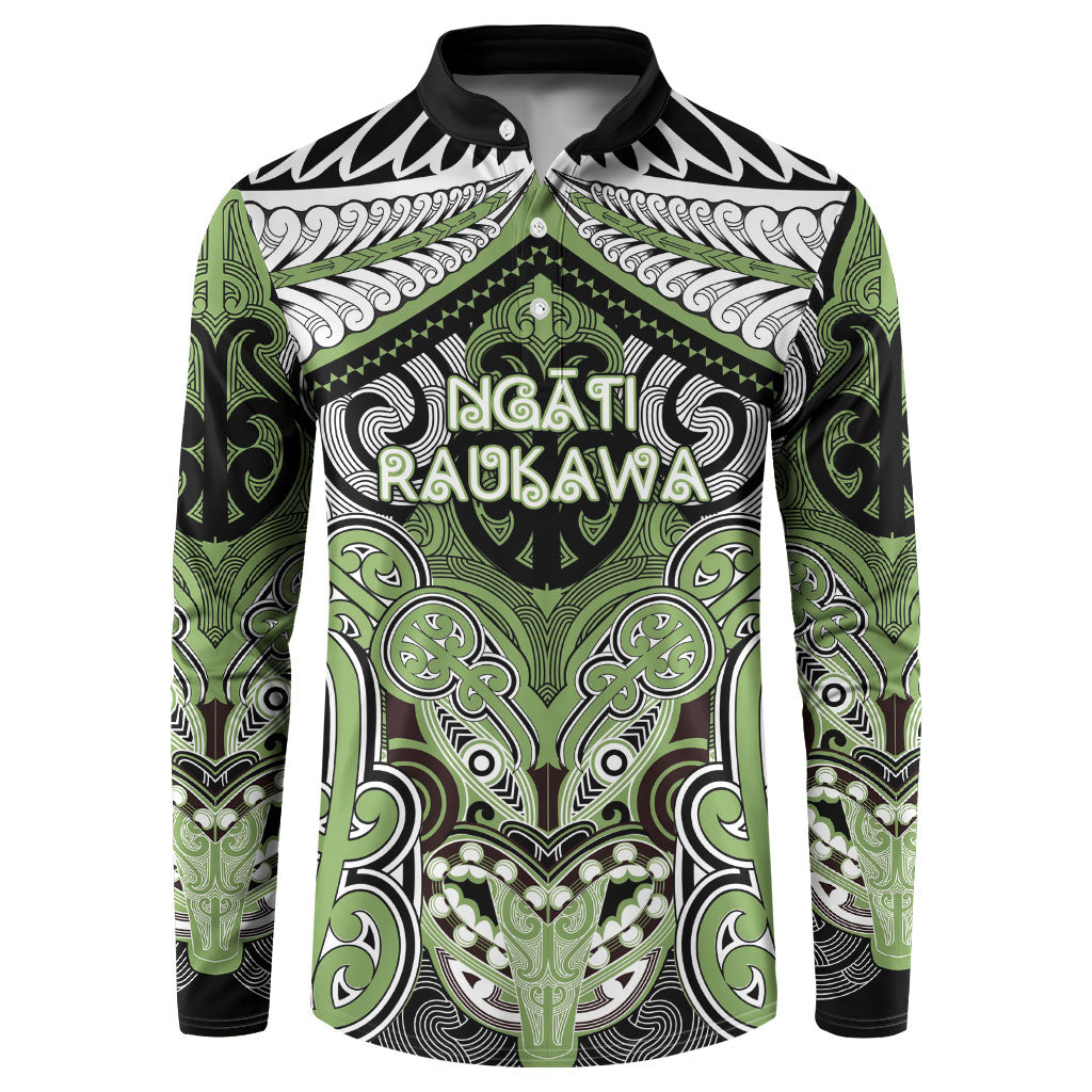 Aotearoa Iwi Ngati Raukawa Personalised Button Sweatshirt Maori Kowhaiwhai Pattern LT19 Green - Polynesian Pride