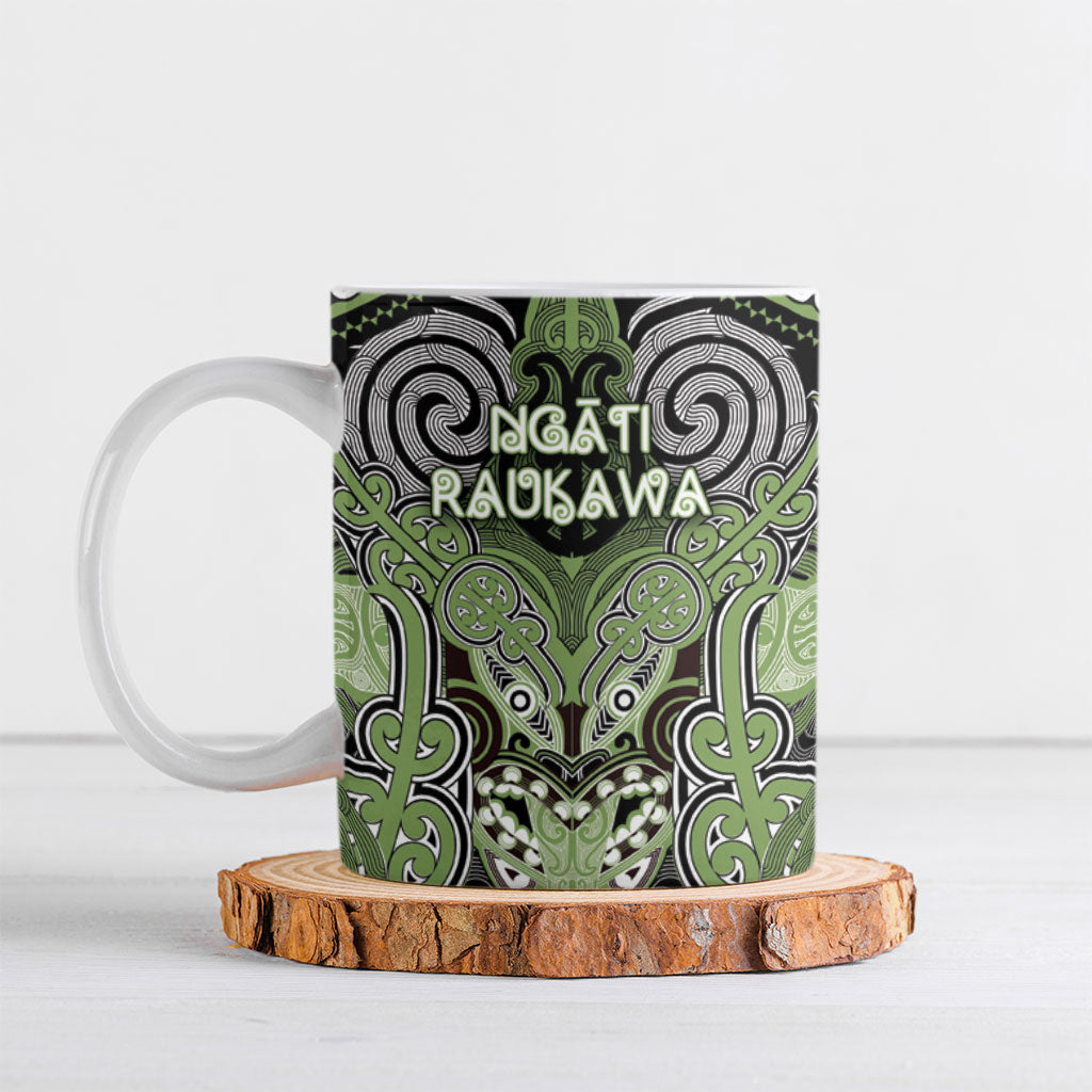 Aotearoa Iwi Ngati Raukawa Personalised Ceramic Mug Maori Kowhaiwhai Pattern LT19 Green - Polynesian Pride