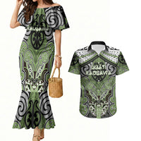 Aotearoa Iwi Ngati Raukawa Personalised Couples Matching Mermaid Dress and Hawaiian Shirt Maori Kowhaiwhai Pattern