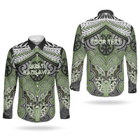 Aotearoa Iwi Ngati Raukawa Personalised Couples Matching Off Shoulder Maxi Dress and Long Sleeve Button Shirt Maori Kowhaiwhai Pattern