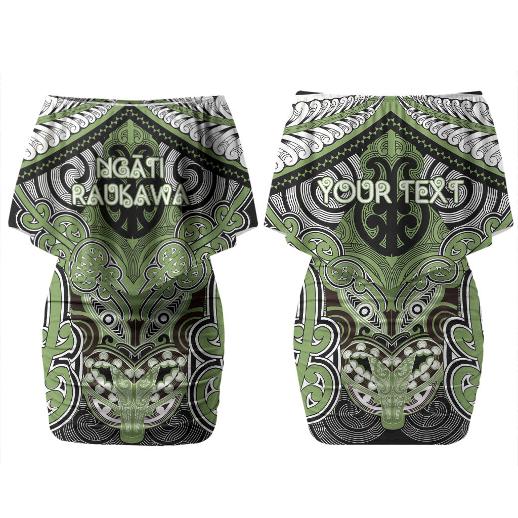 Aotearoa Iwi Ngati Raukawa Personalised Couples Matching Off Shoulder Short Dress and Hawaiian Shirt Maori Kowhaiwhai Pattern
