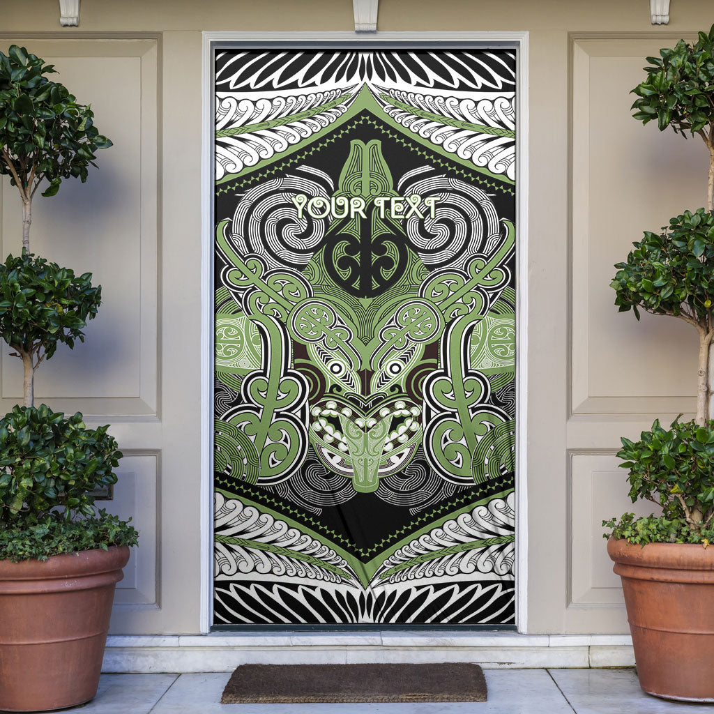 Aotearoa Iwi Ngati Raukawa Personalised Door Cover Maori Kowhaiwhai Pattern LT19 Green - Polynesian Pride