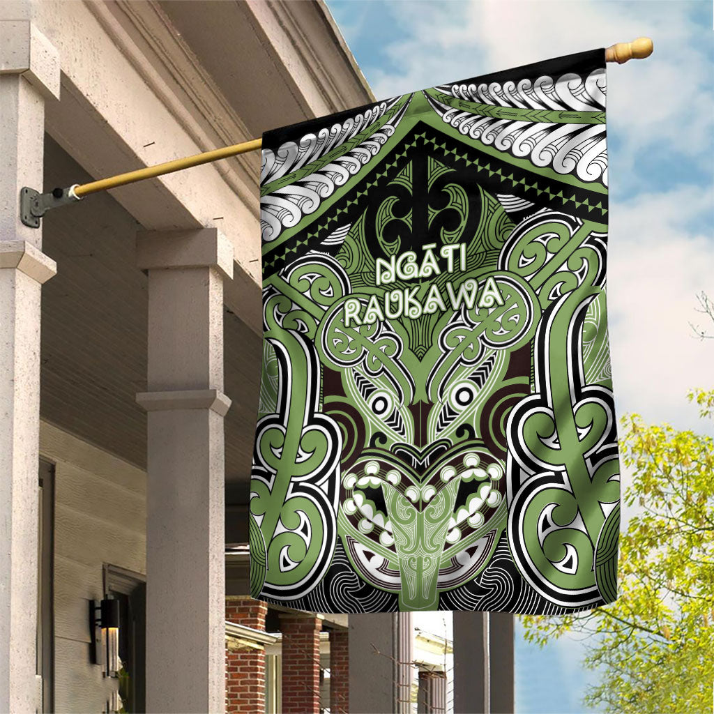 Aotearoa Iwi Ngati Raukawa Garden Flag Maori Kowhaiwhai Pattern LT19 House Flag Green - Polynesian Pride