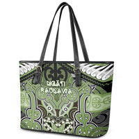 Aotearoa Iwi Ngati Raukawa Leather Tote Bag Maori Kowhaiwhai Pattern