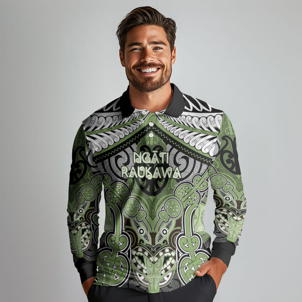 Aotearoa Iwi Ngati Raukawa Personalised Long Sleeve Polo Shirt Maori Kowhaiwhai Pattern
