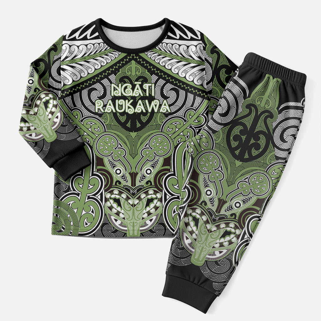 Aotearoa Iwi Ngati Raukawa Personalised Christmas Pajama Set Maori Kowhaiwhai Pattern LT19 Men Green - Polynesian Pride